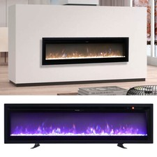 40 50 60 70 INCH INSET WALL MOUNTED ELECTRIC FIRE FIREPLACE 9 COLORS LED FLAME