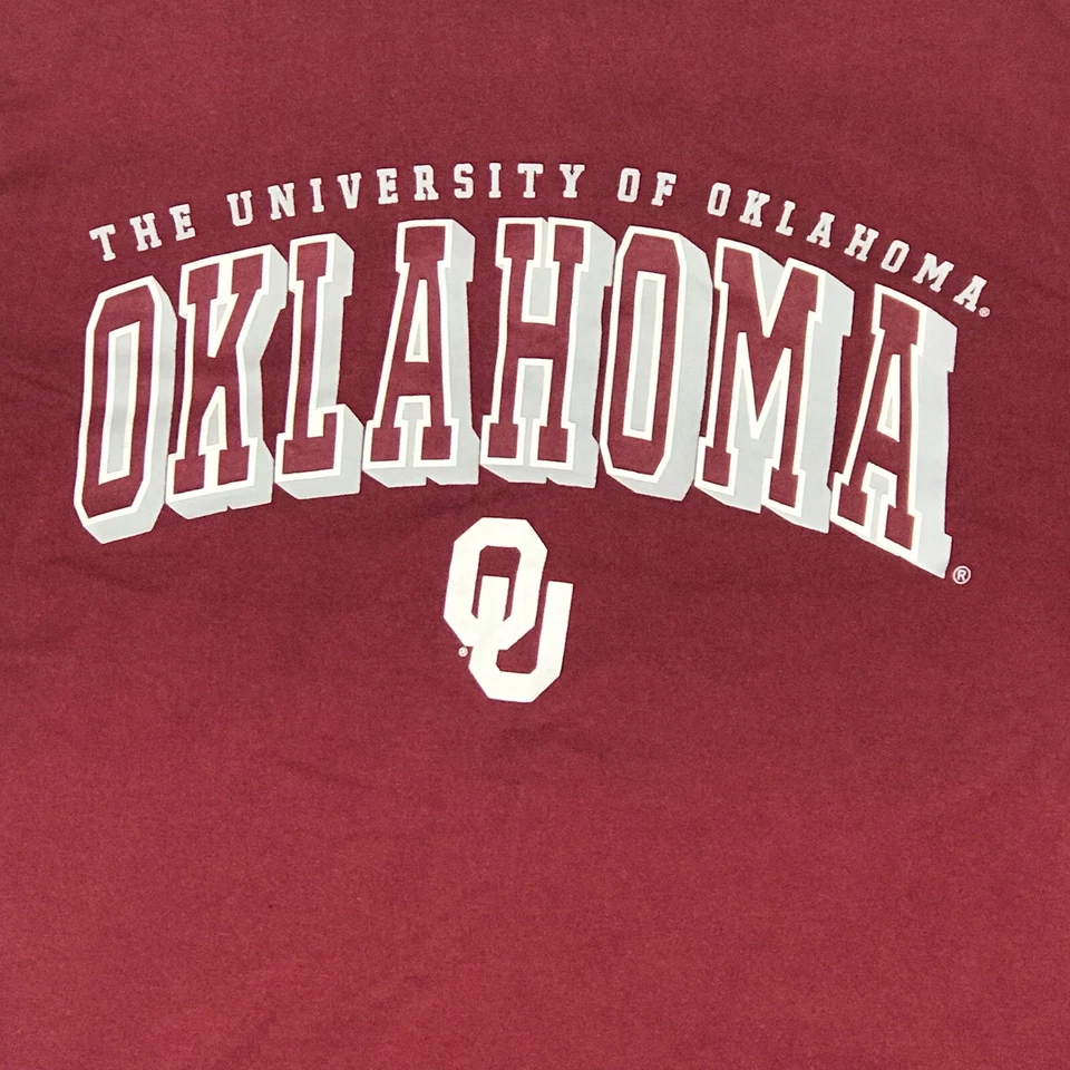 University Of Oklahoma Shirt Men’s Medium Red OU Long Sleeves Gray Trim - Image 2 of 4
