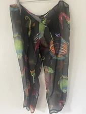 Cejon Cover-Up PantsBeachwear Small Sheer Coastal Beach Resort-wear Beach Black 