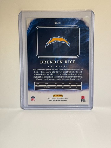 2024 Panini Origins Football Brenden Rice #111 Rookie - Picture 2 of 2