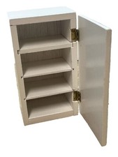 Dollhouse white wooden vintage fridge, Opens With Shelves. 5.25  tall