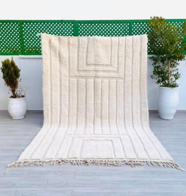 Marokkanischer weißer Teppich, Beni Ourain Teppich, Off White Moroccan Rug, H...