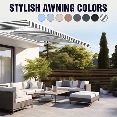 ALEKO Semi-Cassette Motorized LED Retractable 12x10 ft Patio Awning Canopy