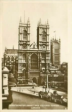 RPPC Postcard England J006 Real Photo Westminster Abbey Victoria Tower London