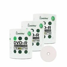 300 Smartbuy 16X DVD-R 4.7GB White Inkjet Printable Blank Recording Disc