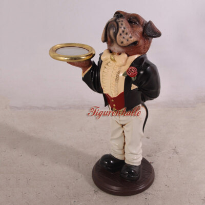 Haus Butler Buttler Bar Statue Deko-Figur Antik Optik Diner Bulldogge Englischer