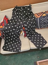 Black w/white polka dot pants - M