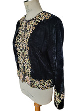 Veste Karakou velours et broderies de perles sequins fil de coton et métal XL