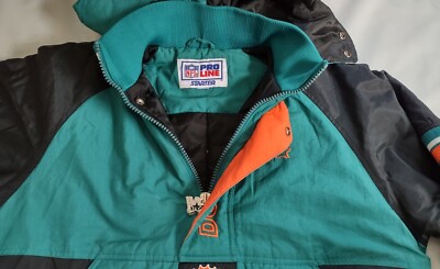 VINTAGE STARTER PRO LINE MIAMI DOLPHINS 1/2 ZIPP HOODED PULLOVER