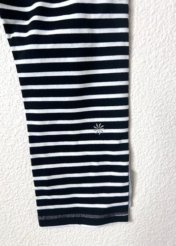 Athleta Girl Leggings Size S/7 Small 7 Black White Striped Capri Running Pants - Picture 4 of 6