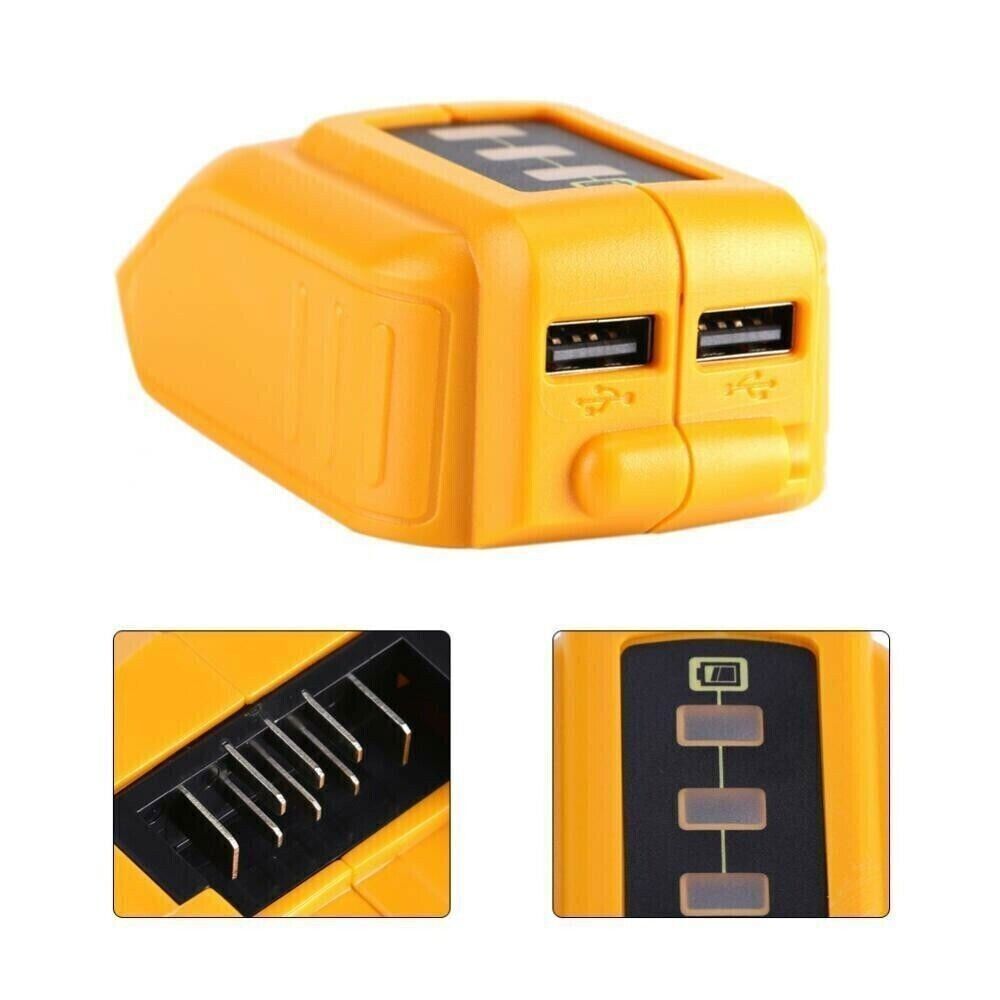 DCB090 Dual USB Charger Adapter For DeWalt 12V-20V Li-ion Battey Power Source