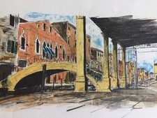 Maximum Lomi Lithographie Venezia Murano 50x70 Signé Numéroté Avec Timbre