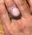 Oval Peruvian Pink Opal Ring in a Bali Silver Setting — photo 2