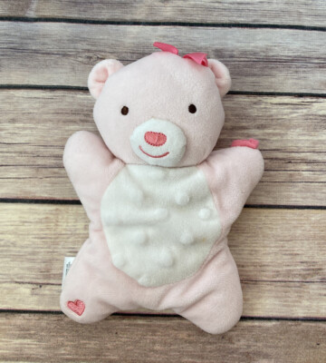 Carter's Child of Mine Pink Minky Dot Bear Pacifier Holder Plush Lovey  *Defect*