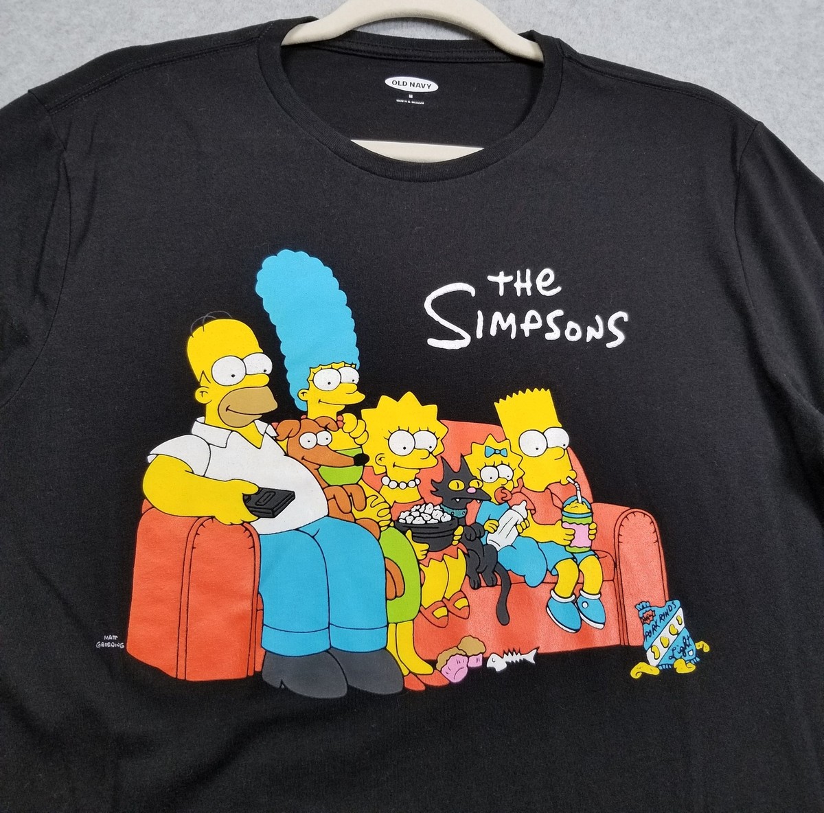 Old Navy T Shirt Men's Medium M Black The Simpsons Graphic Short