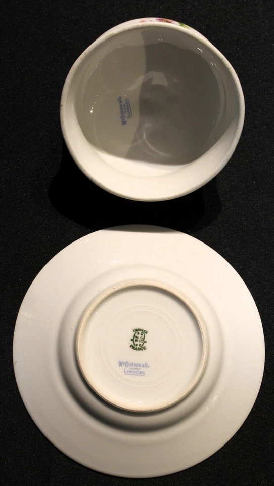 Mantequilla antigua cubierta redonda Wm Guerin patrón GUE52 Limoges Francia Foto 3 de 3
