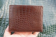 Genuine Crocodile Belly - Brown Skin Leather Men's Bifold Wallets N60