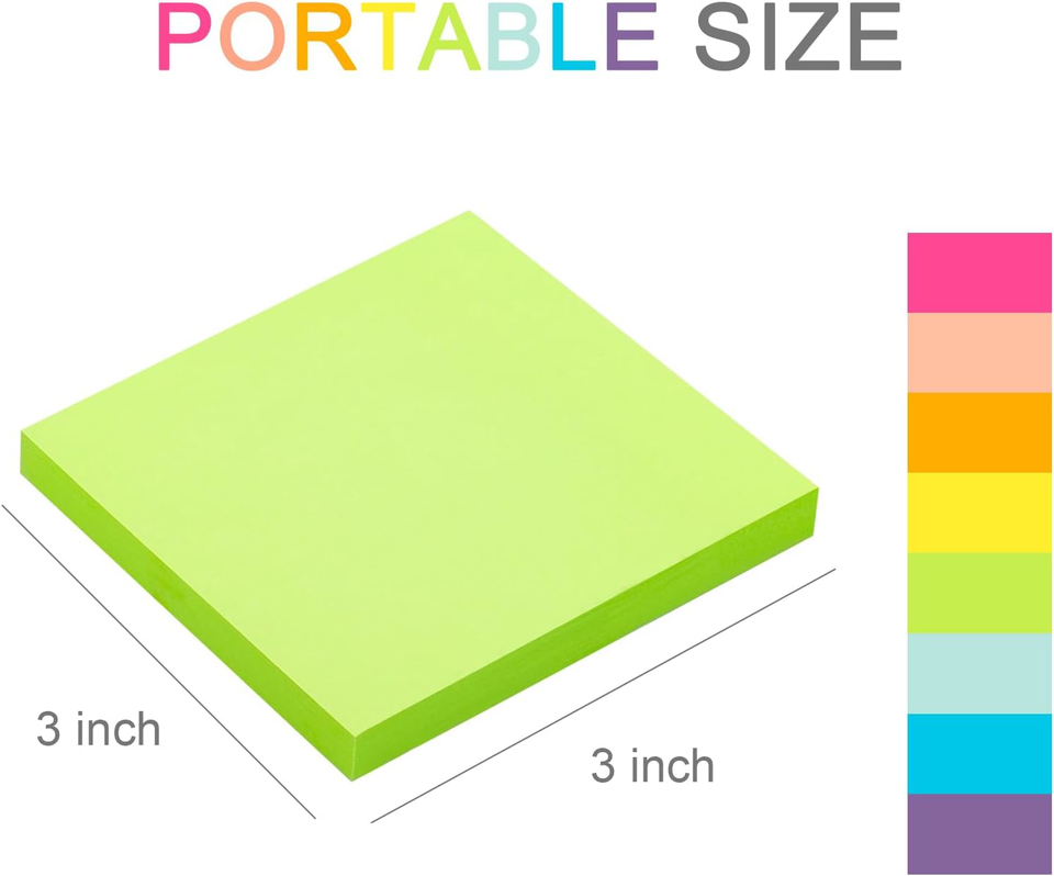 Meiikun 8 Pack Sticky Notes 3x3 in, 85 Sheets/Pad, Total 680 Sheets, 8