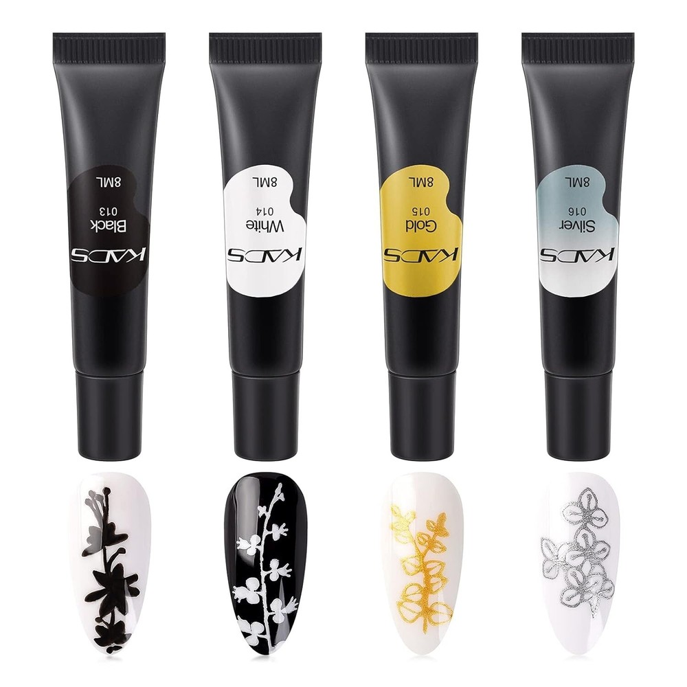 KADS Nail Stamping Polish Gel Pack 4 Colors 8ML for Nail Stamping Plate Black