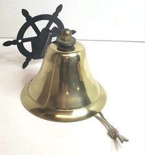 Vintage Solid Brass Dinner Bell Nautical Wall Mounting 6.5x4.75x4.25"