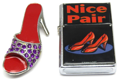 Silver Lighter Red Shoes Nice Pair 2003 Brooch Pin Fashion Lovers Womens Gift