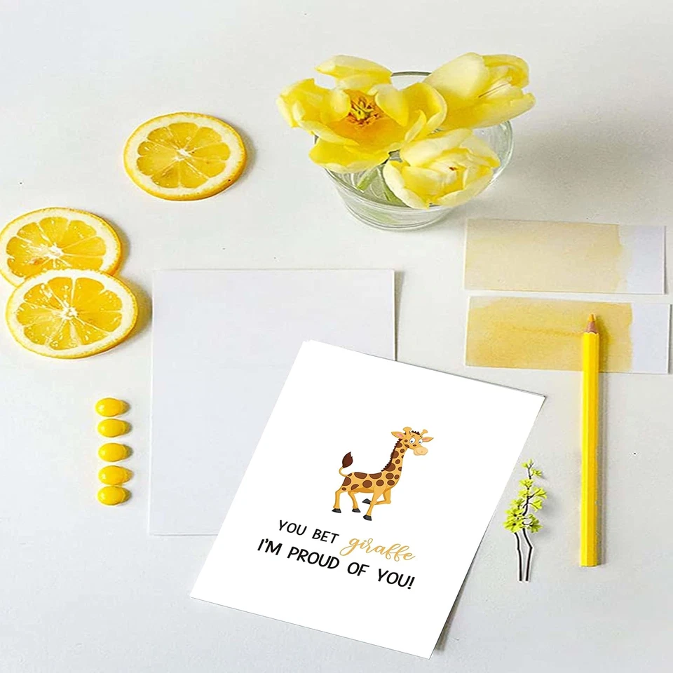You Bet Giraffe I'M Proud of You Card, Animal Puns Congratulations Card for Him - Image 3 of 4