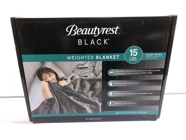 Beautyrest weighted blanket 15 Lb Gray Velvet 48 X 72 Removable cover