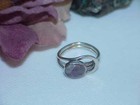 Sterling Amethyst Cabochon Oval Band Ring Brutalist Modernist Space age Vnt Sz 8 — photo 1