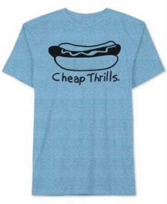 #ad #ad Jem Men#x27;s XL Blue Hot Dog Graphic Short Sleeve T shirt $6.23