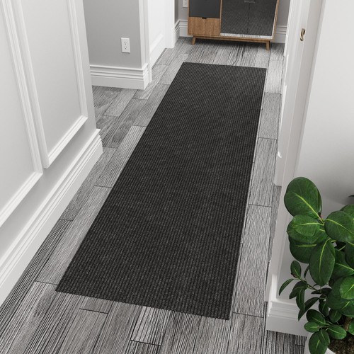 Scrape Rib Solid Design Nonslip Rubberback 3x10 Indoor/outdoor Runner Rug For Ha