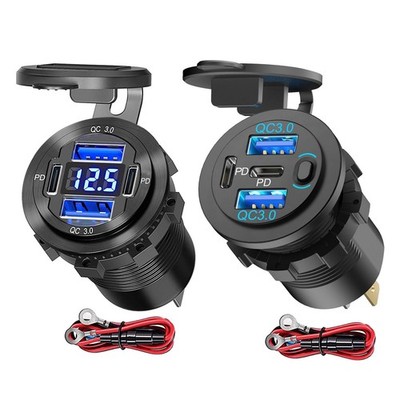 12V USB C Outlet Socket Multi Port Car Charger Cigarette Lighter for RV Marine