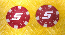 SNAP ON TOOLS POKER CHIP GOLF BALL MARKER SET OF 2 RED  BRAND NEW 