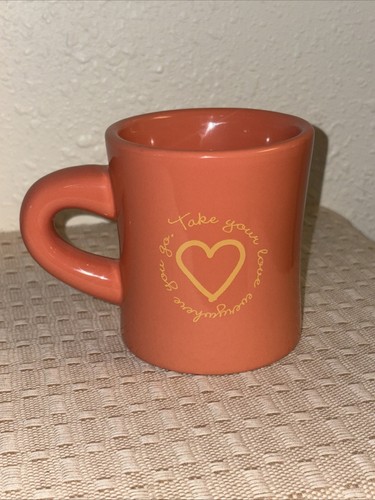 Life is Good Diner Style Mug ‘Take your love everywhere you go’ Chunky Coral 💛