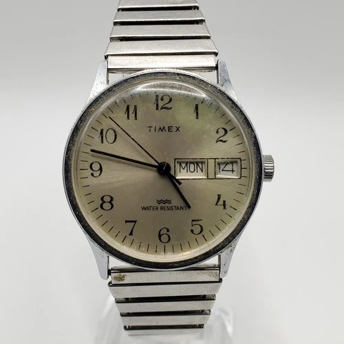 Vintage Timex Marlin Mechanical Watch Day/Date Dial For Parts Or Repair