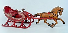 Vintage Hubley Cast Iron Horse Drawn Sleigh Missing Driver 14