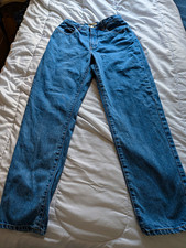 Chamonix Womens Straight Blue Denim Jeans Medium Wash Cotton Mid Rise Zip