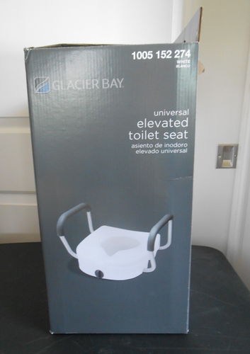 (1-Pk) Glacier Bay Elevated Toilet Seat with Armrests White 5" 1005 152 274 - Picture 3 of 6