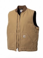 Carhartt Duck Vest V01 BRN Canvas Quilt Lined Vintage Men s 2XL Tall-Very Nice
