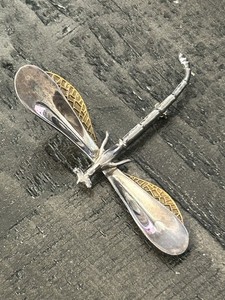 VINTAGE LARGE STERLING SILVER 925 DRAGONFLY BROOCH SIGNED 925 MEXICO