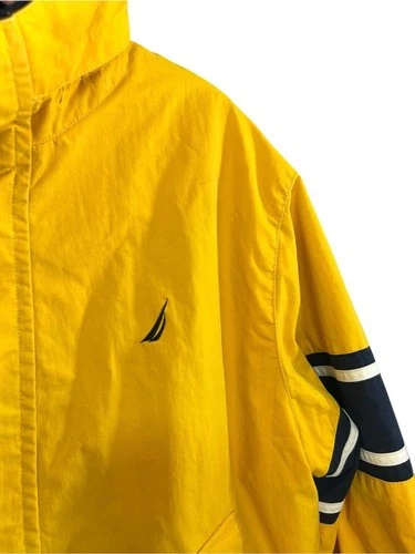 Nautica Vintage 90s Yellow and Navy Reversible Sailing Windbreaker Jacket Size L image 4