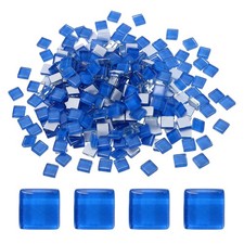300Pcs Glass Mosaic Tiles, Square Crystal Mosaic(0.4 x 0.4 Inch, Blue)