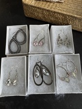 Paparazzi Lot of 6 Teardrop Dangle Earrings Crystal Silver