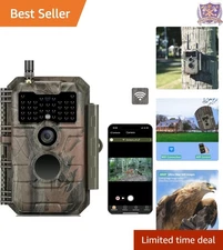 Trail Camera WiFi 48MP 1296P Waterproof No Glow Night Vision Motion Detection