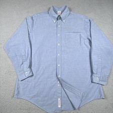 VTG Brooks Brothers Shirt Mens 17 34 Blue OCBD Oxford Button Down Ivy Made USA