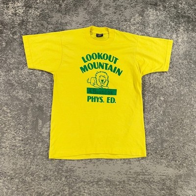 Vintage Lookout Mountain Shirt Mens Medium M Yellow Phys Ed Screen Stars USA 90s
