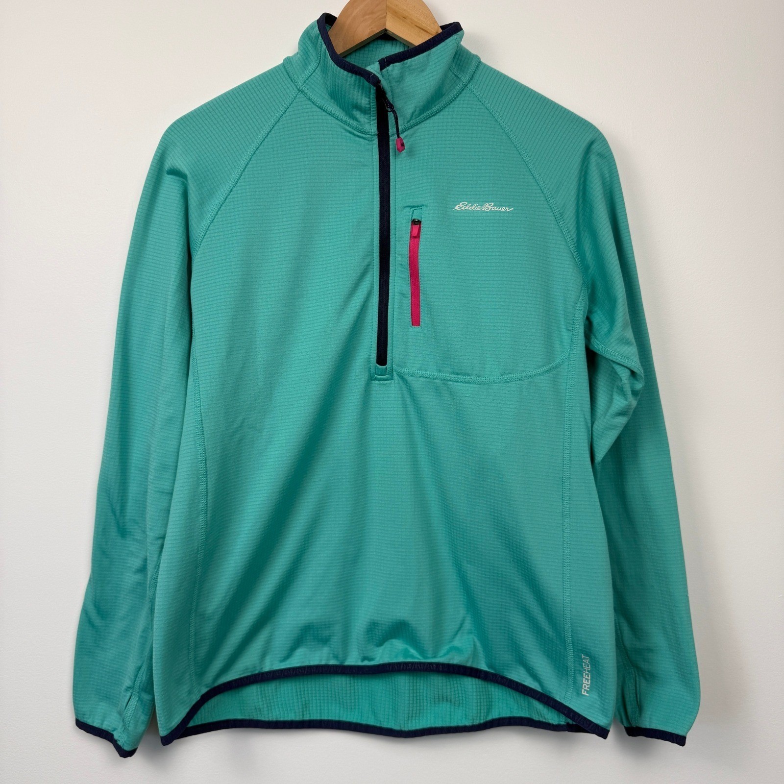 Eddie Bauer First Ascent Free Heat Quarter Zip Fleece Pullover Womens L Teal