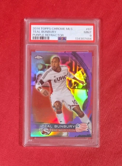 2014 Topps Chrome #67 Teal Bunbury Purple Refractor Revolution MLS PSA 9 POP 1