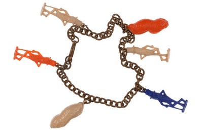 c1940's Planters Mr Peanut Charm bracelet