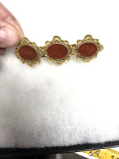 Vtg gold tone filigree brownish enamel Hair Barrette - France