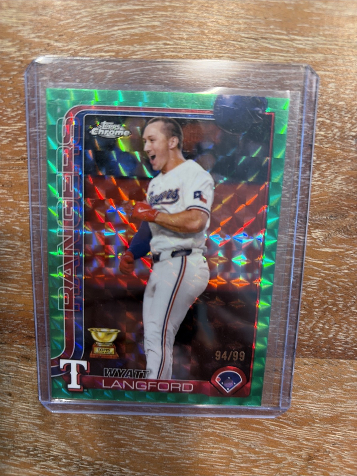 2025 Topps Chrome - Wyatt Langford #68 Green Refractor /99 Rangers
